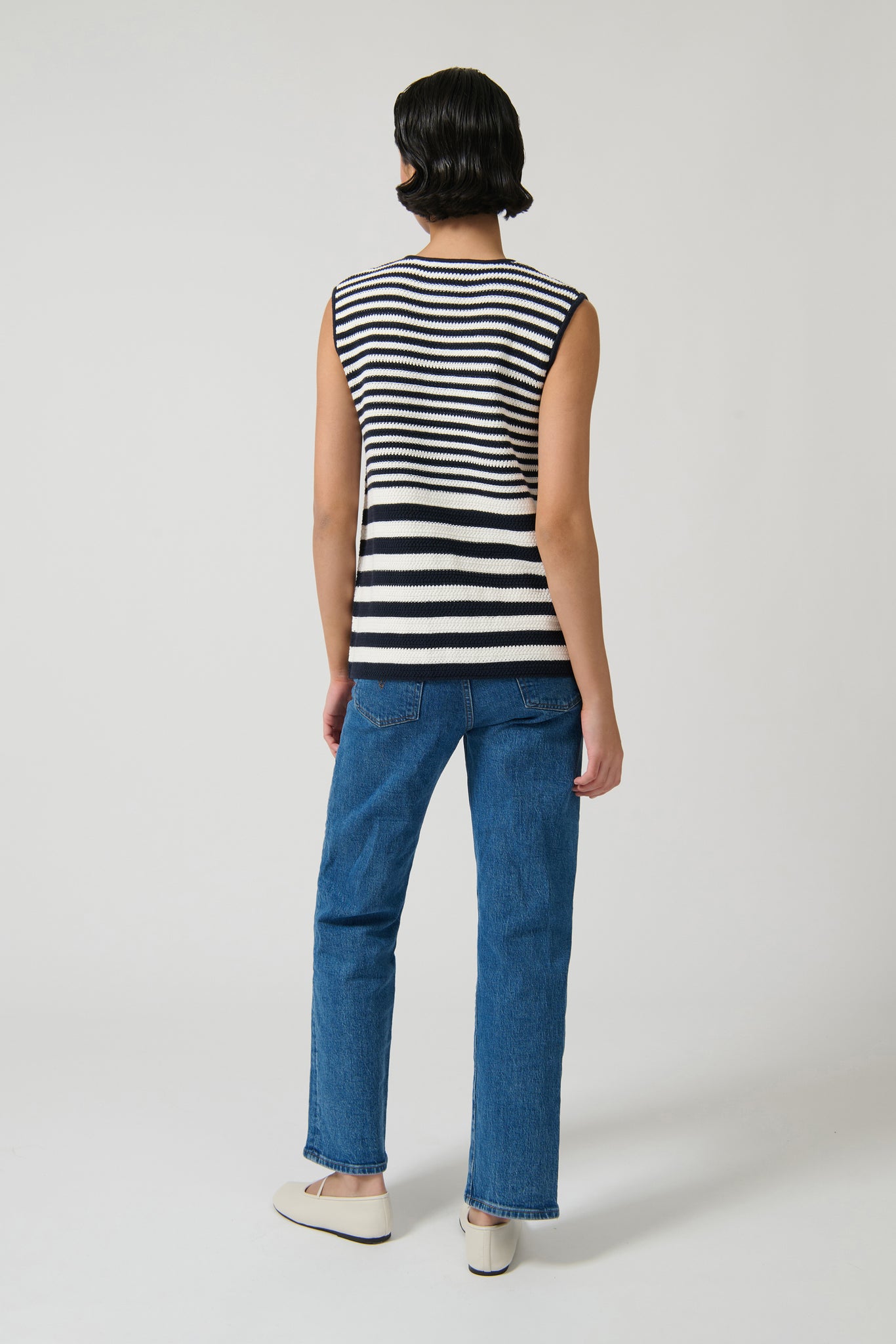 HELENA GILET - STRIPE II - NAVY/WHITE