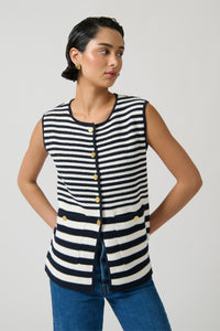 HELENA GILET - STRIPE II - NAVY/WHITE