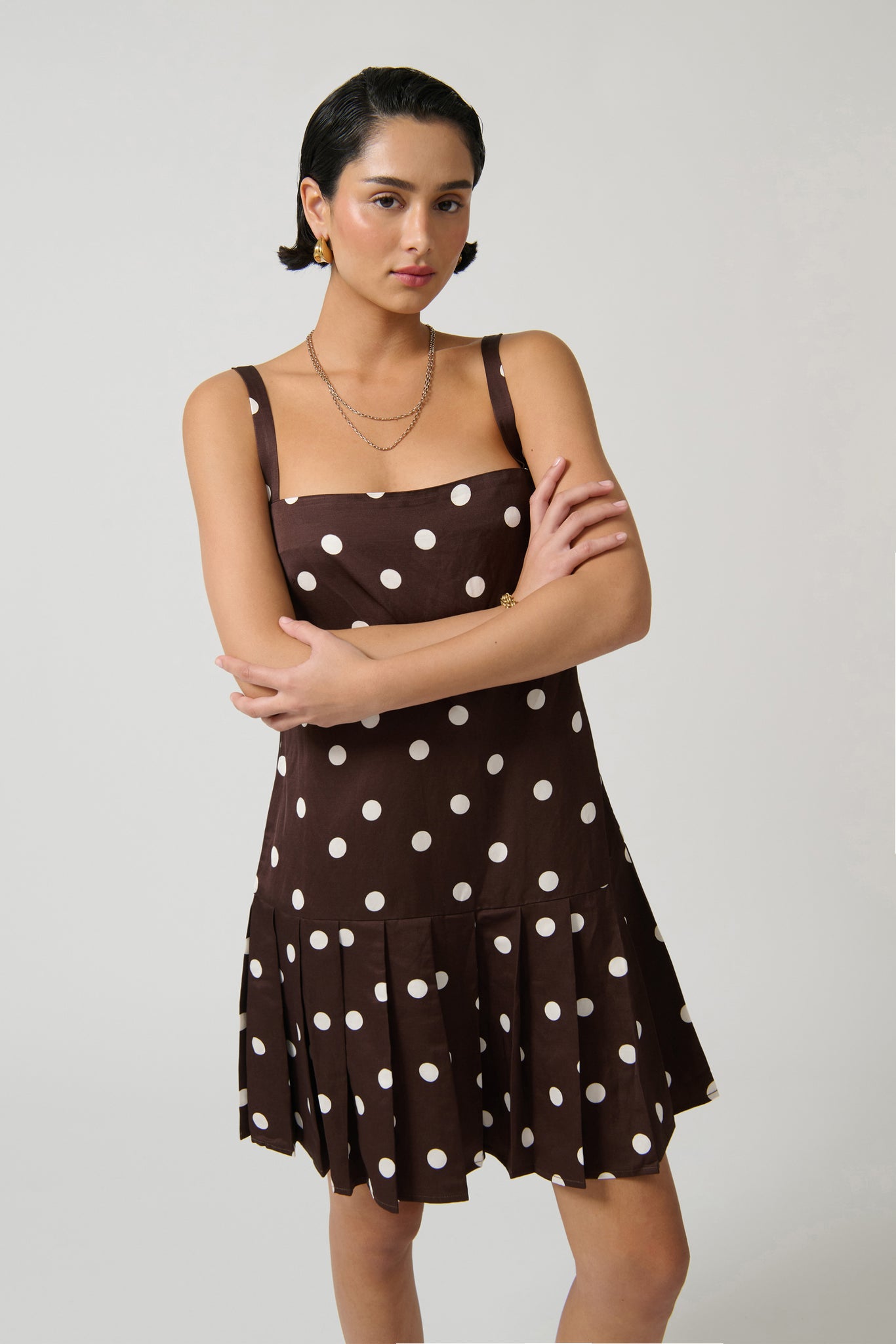 VERA DRESS - CHOC/WHITE