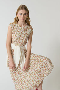 ZOE SILK DRESS - WHITE ROSE